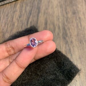 Purple Oval Amethyst sterling Silver Ring size 7